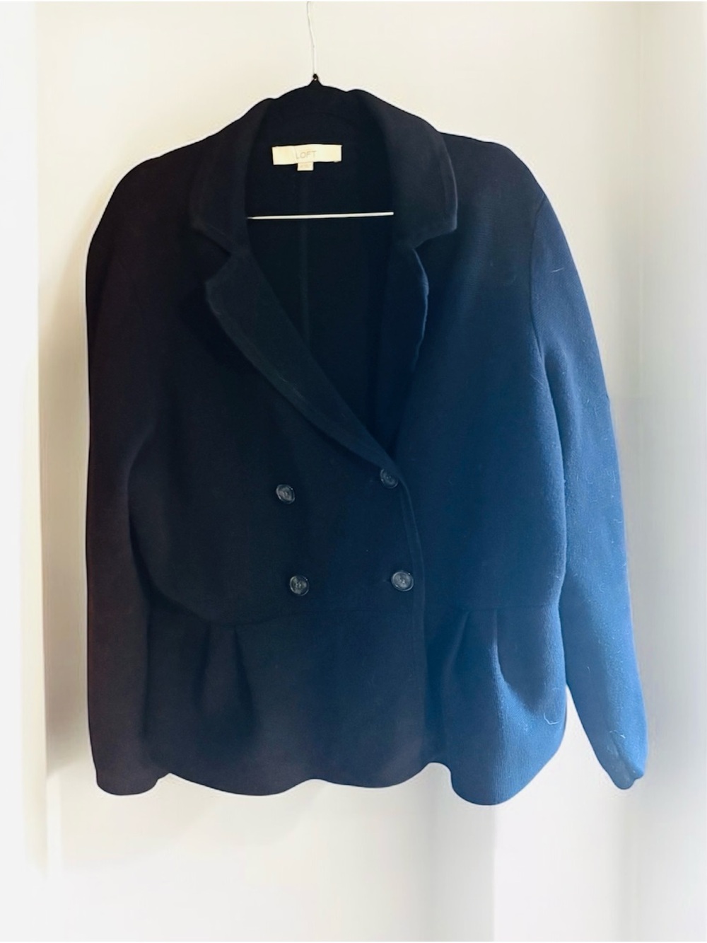 Loft Women's Double-Breasted Peplum Sweater Blazer